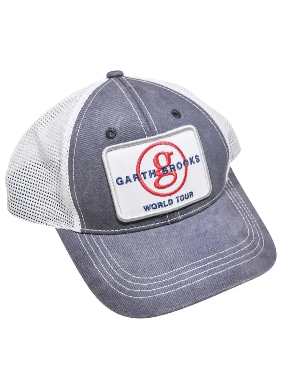 Garth Brooks World Tour Band Tour Album Gray White Trucker Hat Cap Snapback
